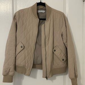 Beige quilted bomber jacket